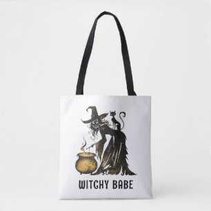 Bolso De Tela Bruja y gato