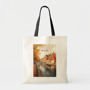 Bolso De Tela Brujas Bélgica Ilustracion Viaje Arte Vintage