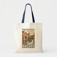 Brujas Bélgica Ilustracion Viaje Arte Vintage