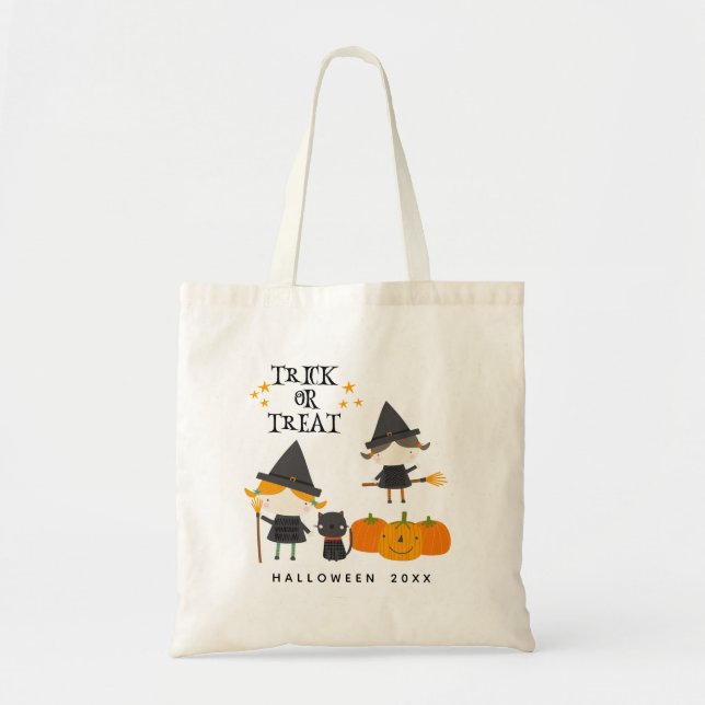 Bolso De Tela Brujas y trucos de calabaza o traza halloween (Frente)
