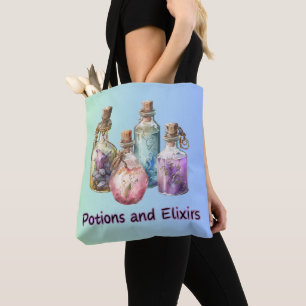 Bolso De Tela Brujería Botella Pociones y Elixires Halloween
