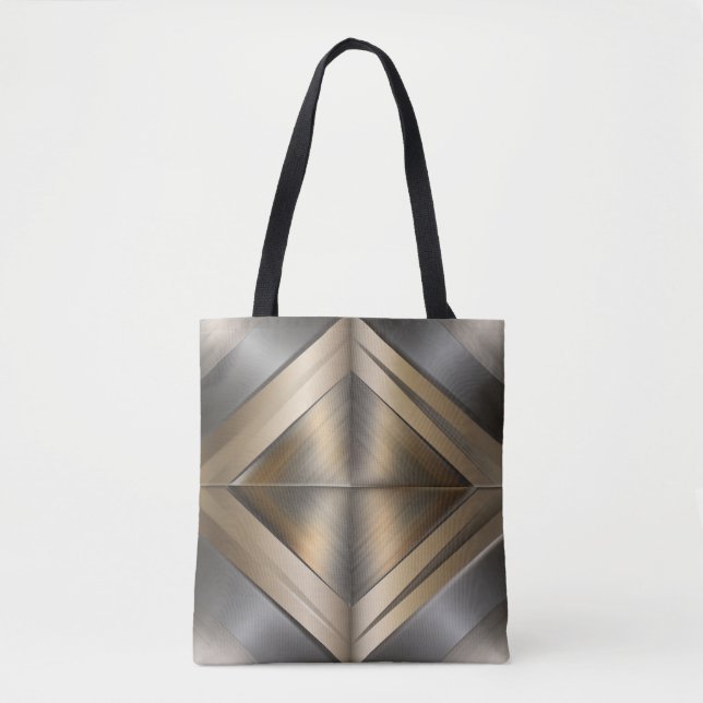 Bolso De Tela Brushed Metallic Geometric Diamond Pattern (Anverso)