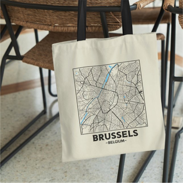 Bolso De Tela Brussels, Belgium City Map Tote Bag (Subido por el creador)