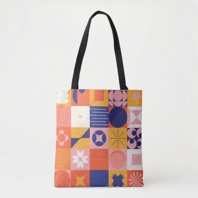 Bolso De Tela Brutalism art inspired abstract pattern made with  (Anverso)