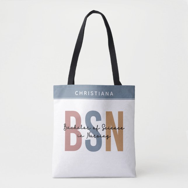 Bolso De Tela BSN, personalizado, Licenciatura en Ciencia en Enf (Anverso)