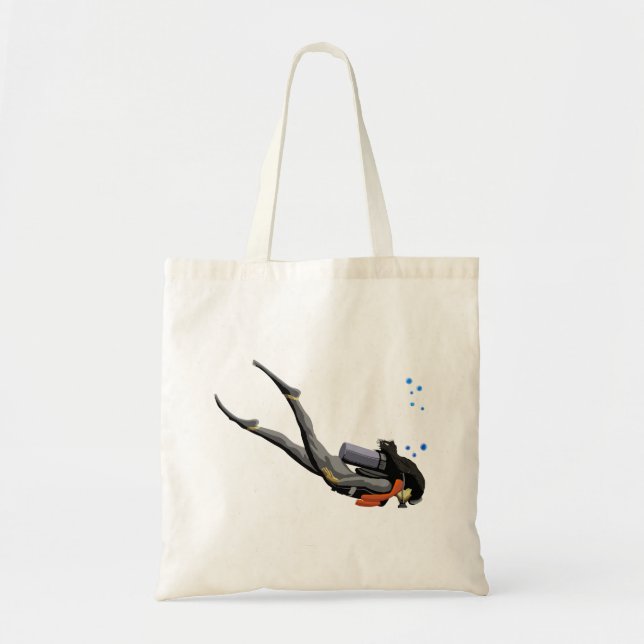 Bolso De Tela Buceo con escafandra de la mujer (Frente)