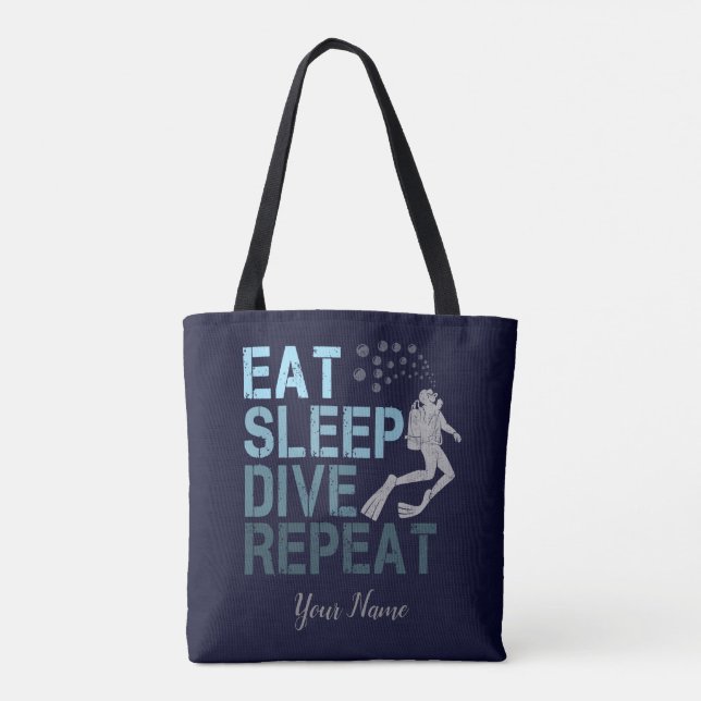 Bolso De Tela Buceo Scuba Comer Sueño Buceo Repetir diciendo (Reverso)