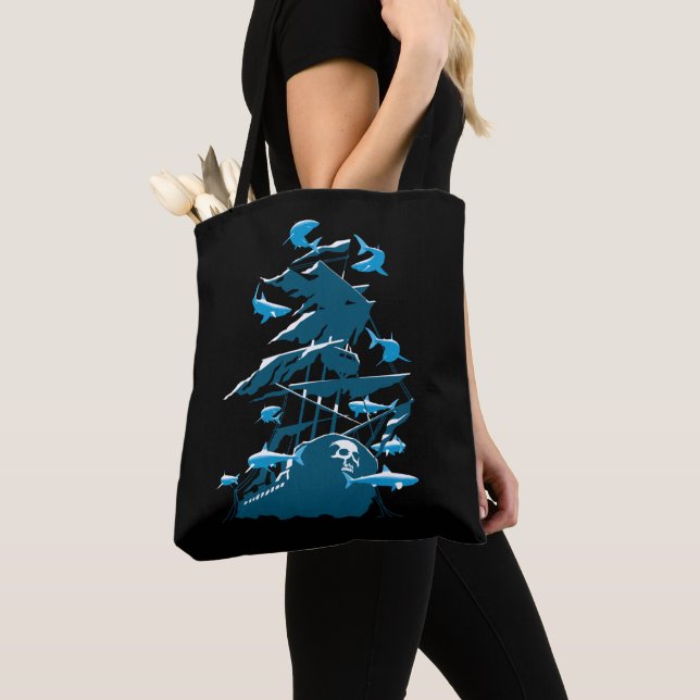 Bolso De Tela Buceo Y Tiburones (Detalle)