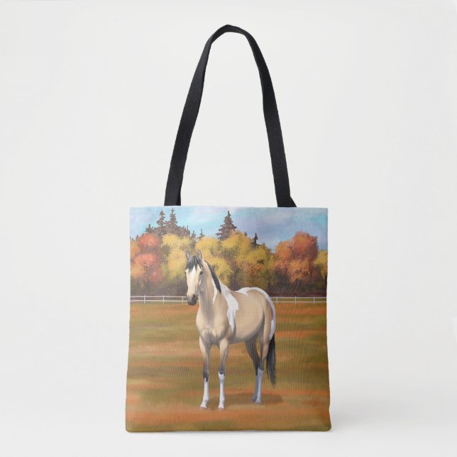 Bolso De Tela Buckskin Pinto Dun Paint Horse Stailling (Anverso)