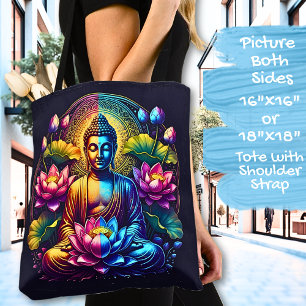 Bolso De Tela Buda colorido con flores de Lotus