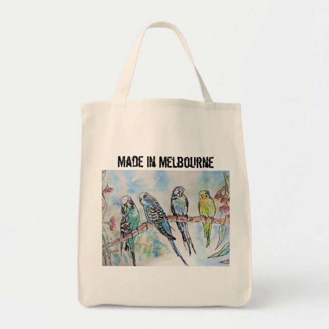 Bolso De Tela Budgie Budgerigar Bird Made In Melbourne Birds (Frente)