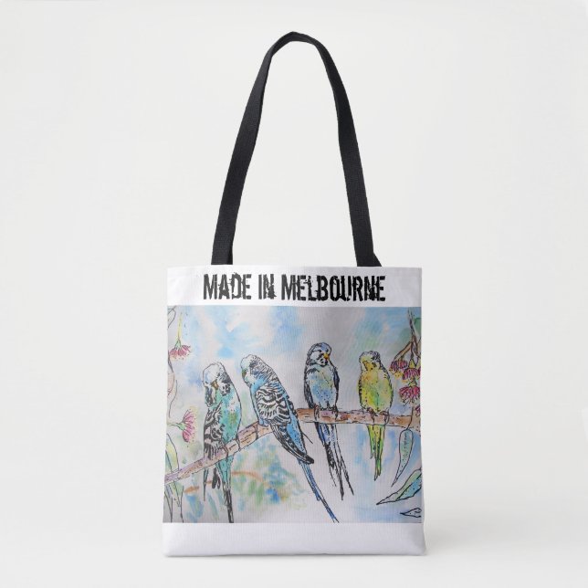 Bolso De Tela Budgie Budgerigar Bird Made In Melbourne Birds (Anverso)
