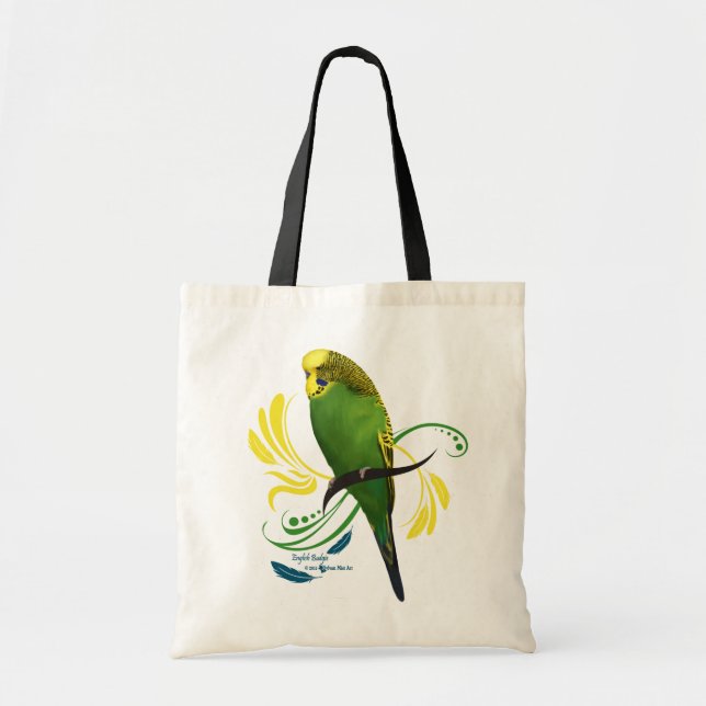 Bolso De Tela Budgie inglesa verde (Frente)