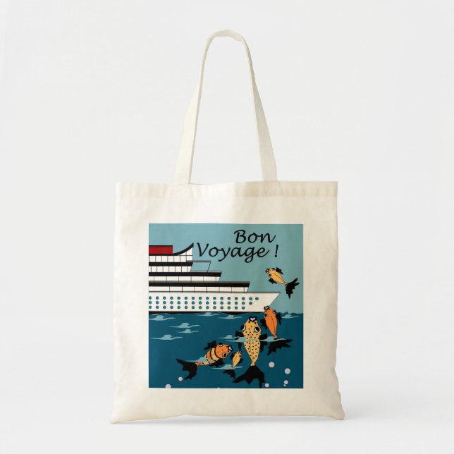 BOLSO DE TELA ¡BUEN VIAJE ELEGANTE DE BAG_! CON LOS PESCADOS (Frente)