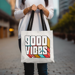 Bolso De Tela Buenas vibraciones retro moda Motivación Inspirado