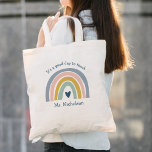 Bolso De Tela Buenos días para enseñar el regalo del profesor Bo<br><div class="desc">La Bolsa de Tote con Arcoiris de Boho ofrece a los profesores un adorable dúo de arcoiris en tonos rosa,  azul,  mostaza y verde,  además de divertidos tipos.</div>