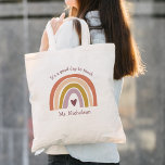 Bolso De Tela Buenos días para enseñar el regalo del profesor Bo<br><div class="desc">La Bolsa de Tote con Arcoiris de Boho ofrece a los profesores un adorable dúo de arcoiris en tonos rosa,  rubor,  mostaza,  lavanda y púrpura,  junto con un divertido tipo.</div>