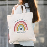 Bolso De Tela Buenos días para enseñar el regalo del profesor Bo<br><div class="desc">La Bolsa de Tote con Arcoiris de Boho ofrece a los profesores un adorable dúo de arcoiris en tonos rosa,  rubor,  mostaza,  agua y marina,  además de divertidos tipos.</div>
