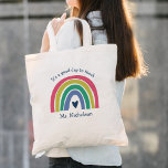 Bolso De Tela Buenos días para enseñar el regalo del profesor Bo<br><div class="desc">La Bolsa de Tote con Arcoiris de Boho ofrece a los profesores un adorable dúo de arcoiris en tonos rosa,  mostaza,  verde y azul,  además de divertidos tipos.</div>
