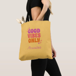 Bolso De Tela Buenos vibraciones personalizadas Amarillo