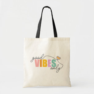 Bolso De Tela Buenos vibraciones solo corazón arcoiris