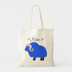 Bolso De Tela Buey azul con los cuernos encrespados