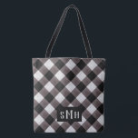 Bolso De Tela Bufalo de granja Marcado Cheque 3 Letra Monograma<br><div class="desc">Bolsas de té monograma con color de agua texturadas en gris oscuro, negro y blanco roto. Con una letra bonito 3 Monograma inicial para el primer, medio y apellido. Una idea rústica de regalo de fiesta nupcial, o para llevar a cabo toda la dehesa boda para las damas de honor,...</div>