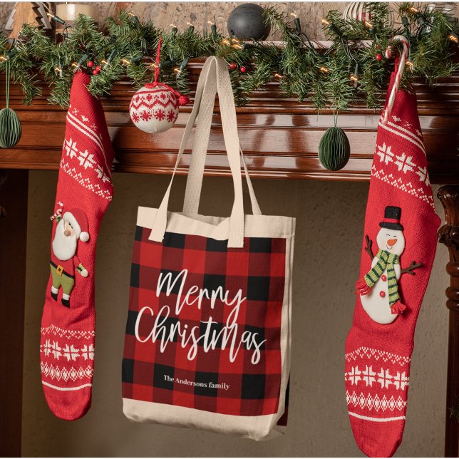 Bolso De Tela Búfalo Rojo en Navidad |Nombre personal (Subido por el creador)