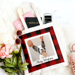 Bolso De Tela Búfalo Rojo Tapado Y Woofmas De Cerezo Con Foto De<br><div class="desc">Búfalo Rojo Tapado Y Woofmas De Cerezo Con Foto De Perro</div>