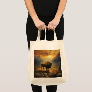 Bolso De Tela Buffalo Bison Sunset Silhouette