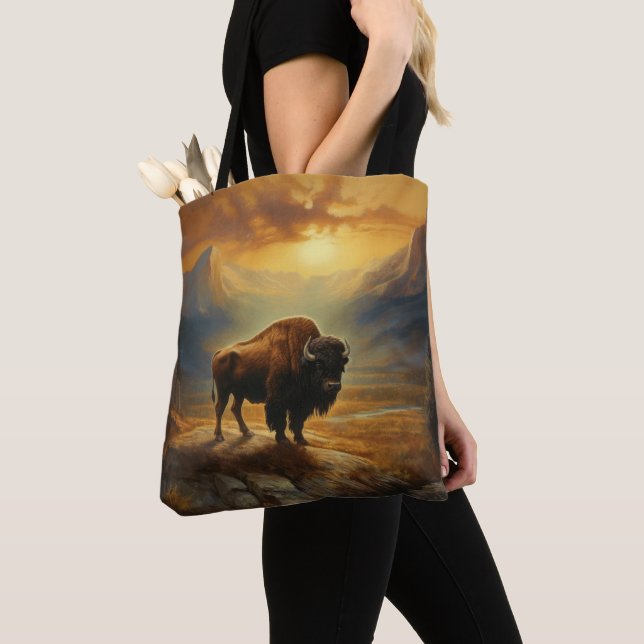 Bolso De Tela Buffalo Bison Sunset Silhouette (Detalle)