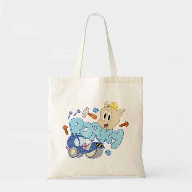 Bolso De Tela BUGS BUNNY BUILDERS™| Arte de esbozo de cerdo (Frente)