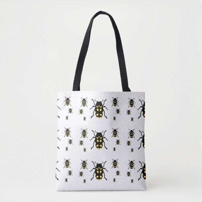 Bolso De Tela Bugs de escarabajo en blanco (Anverso)