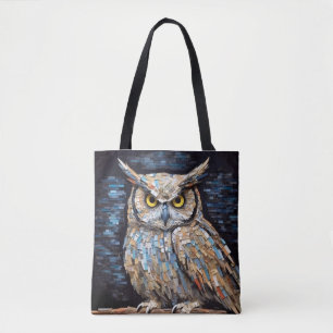 Bolso De Tela Búho Animal Bird Art Decor Paint Mosaic