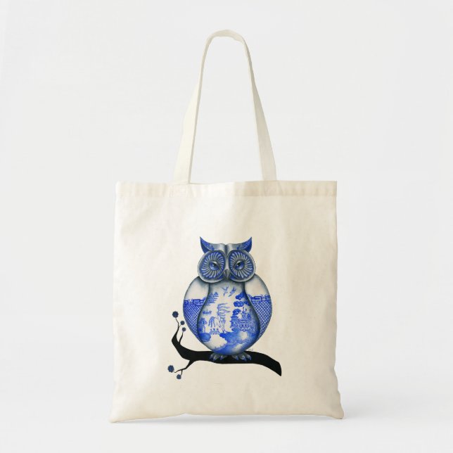 Bolso De Tela Búho azul del sauce (Frente)