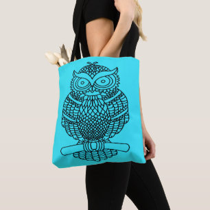 Bolso De Tela Búho (azul neón) - Bolsón