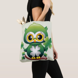 Bolso De Tela Búho Bebé Lindo Dibujo Animado de San Patricio