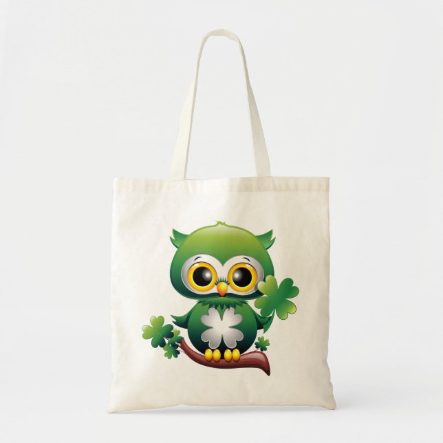 Bolso De Tela Búho Bebé Lindo St Patrick Dibujo Animado (Frente)