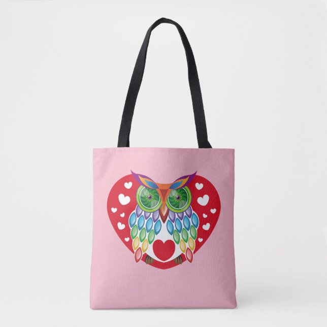 Bolso De Tela Búho colorido, amor (Anverso)