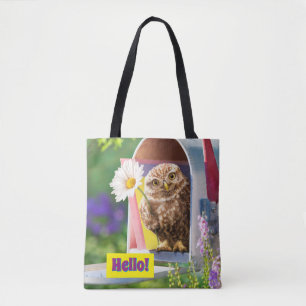 Bolso De Tela Búho con flor en el buzón