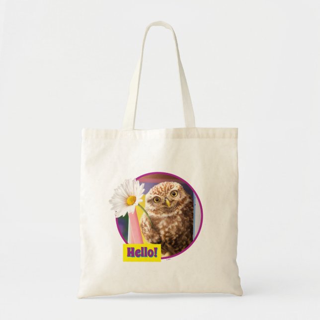 Bolso De Tela Búho con flor en el buzón (Frente)