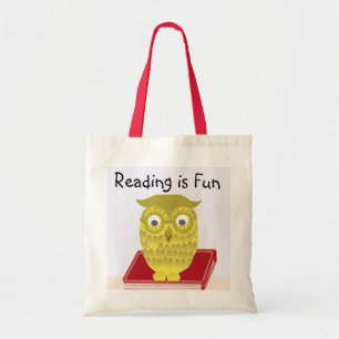 Bolso De Tela búho con libro rojo