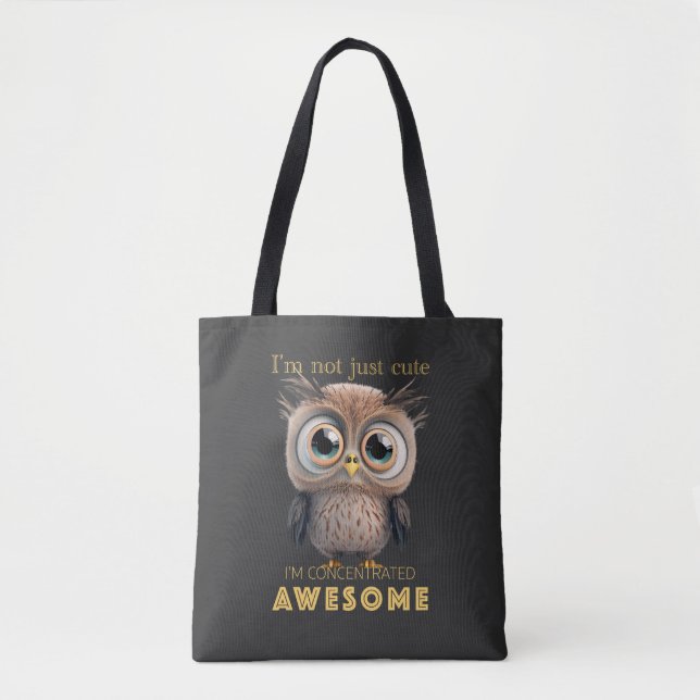 Bolso De Tela Búho concentrado asombrosamente Cute Adorable Cita (Anverso)