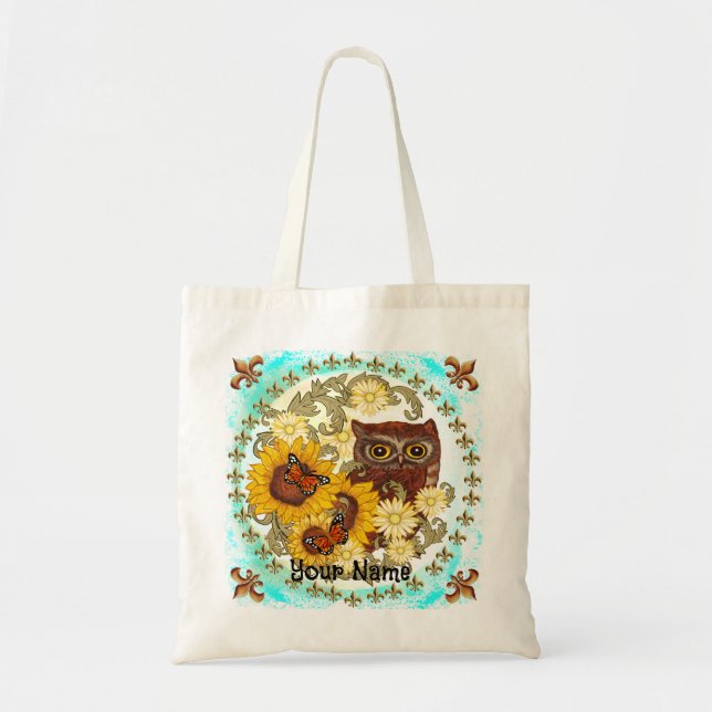Bolso De Tela Búho de girasol   (Frente)