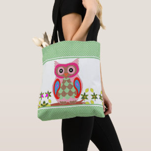 Bolso De Tela Búho de lunares con aspecto de patchwork