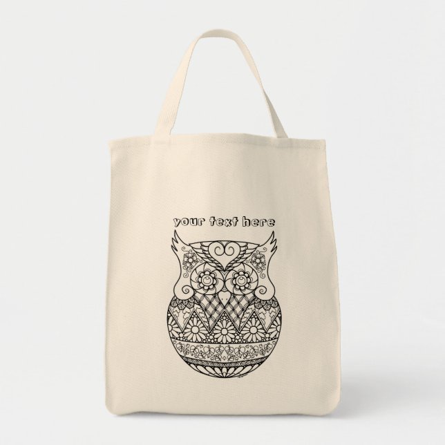 Bolso De Tela Búho del bebé en el arte Personalizable de (Frente)