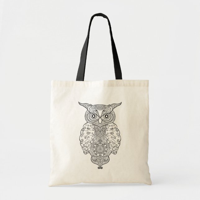 Bolso De Tela Búho del Doodle (Frente)