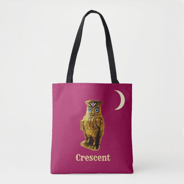 Bolso De Tela Búho Dorado & Luna Creciente (Anverso)
