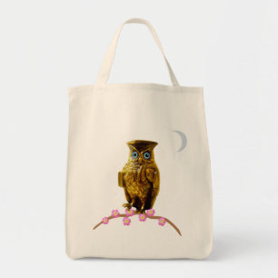 Bolso De Tela Búho Dorado y Luna Creciente