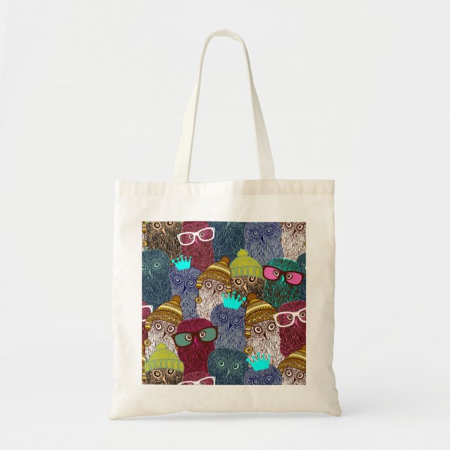 Bolso De Tela Búho en la corona (Frente)